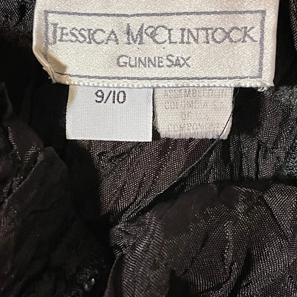 Jessica McClintock Gunne Sax Black Lace Sequin Midi Dress Gothic Romantic 9/10 - Picture 8 of 11